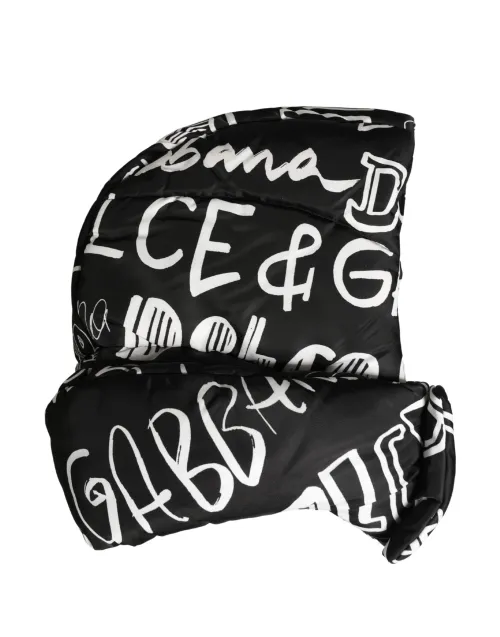 Dolce & Gabbana HAT9874 Logo-Print Head Wrap Winter Hat — Black