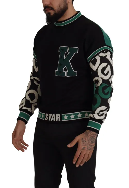Dolce & Gabbana Logo-Embroidered Cotton Sweatshirt — Black