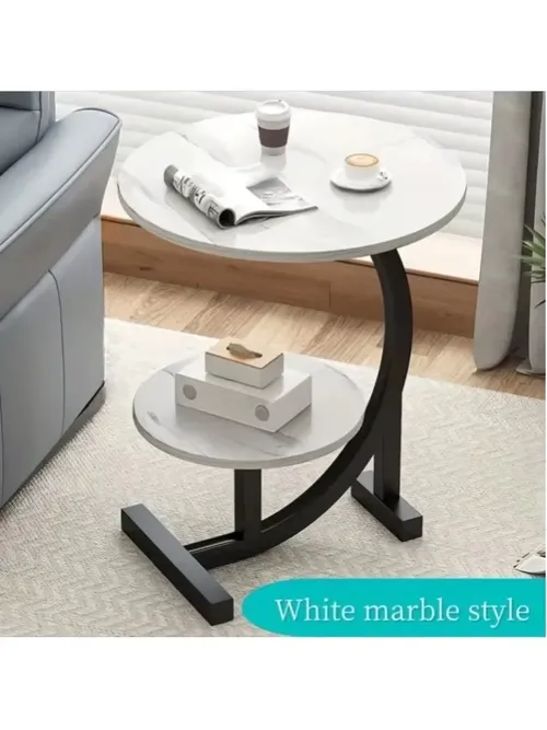 Simple Luxury Solid Wood Circular Coffee Table - Modern Double-Layer Sofa Side Cabinet, Creative Lightweight Luxury Side Table, Chic And Simple Living Room Circular Coffee Table, Suitable For Bedroom, Balcony, Living Room And Kitchen Leisure Tables