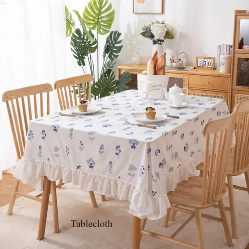 2026 White Embroidered Flower Skirt Pleated Leaf Coffee Tablecloth Dining Table Mat