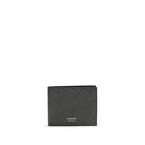 Ferragamo Monogram Calf Leather Wallet — Black