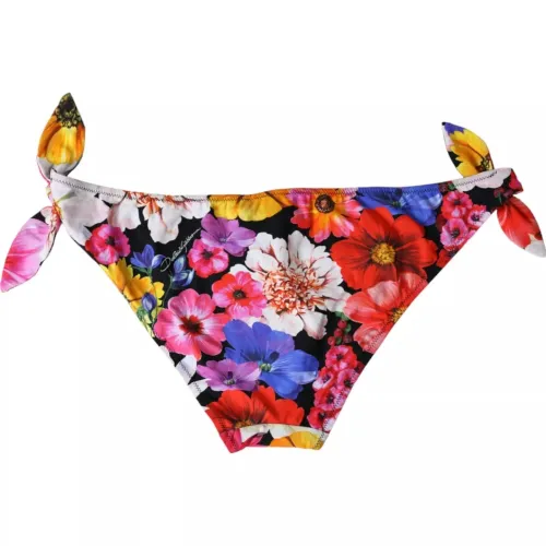 Dolce & Gabbana Floral Print Bikini Bottom — Black