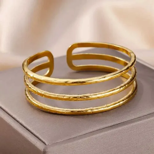 Stainless Steel Bangles for Women Gold Plated Luxury Multi-layer 2024 Jewelry pulseras mujer H260323