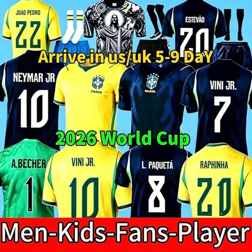 Brazil Soccer Jersey 2026 world cup brasil Football Shirt kit 26 27 RICHARLISON VINI JR NEYMAR JR MARQUINHOS RAPHINHA Men kids kit uniforms casima player version TOPs