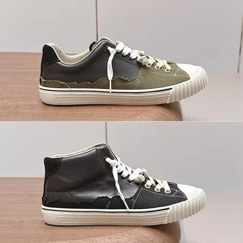 Genuine Leather Evolution Sneakers Designer Canvas Shoes For Men Women Double Laces Vintage High Top Trainers Casual Board Shoes Low Top Skate Shoes 1172