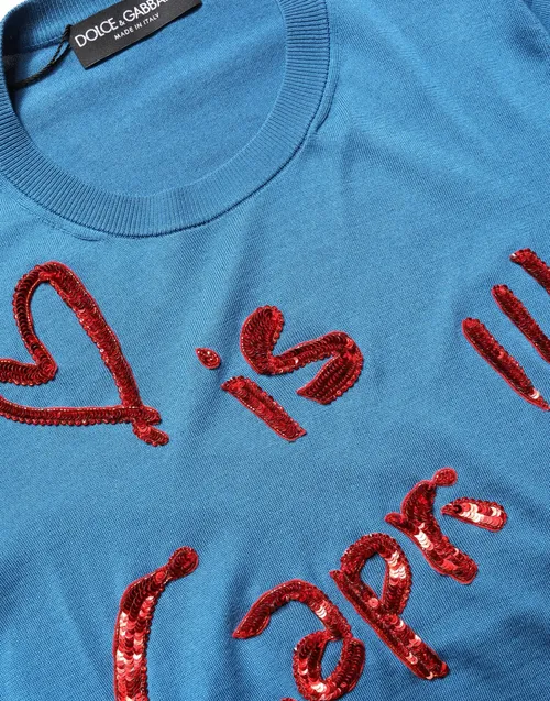 Dolce & Gabbana Sequined Crewneck Sweater — Blue