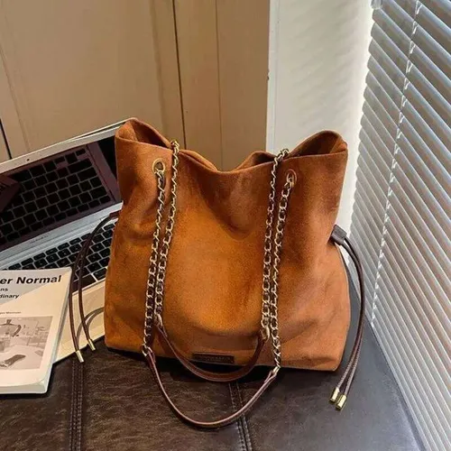 Fall Winter New Women's Tote Bag with Chain Strap, Suede Crossbody & Shoulder Handbag, Elegant Top-Handle Purse for Daily Use XJ260310