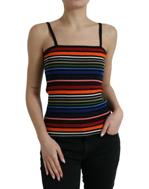 Dolce & Gabbana Striped Cotton Blend Tank Top — Multicolor