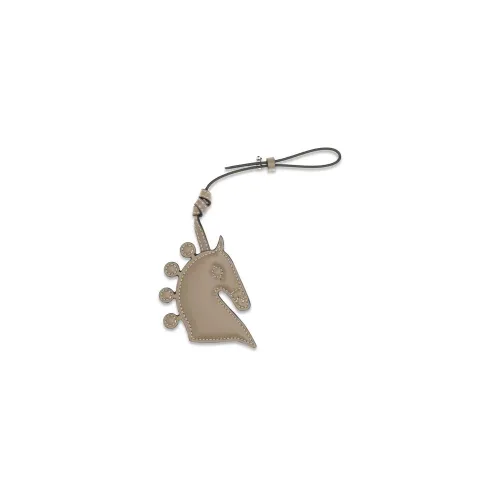 Max Mara Horse-Shaped Leather Key Case — Brown