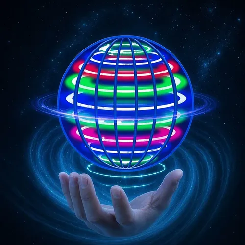 Hand Controlled Flying Ball with Colorful LED Lights, 360° Rotating Suspension Orb, Indoor Outdoor Sports Toy for Teens & Adults