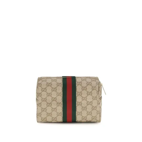 Gucci GG Canvas with Web Stripe Travel Wallet — Beige