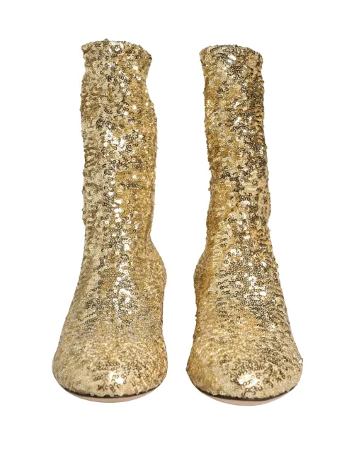 Dolce & Gabbana Gold Sequined Boot — Gold