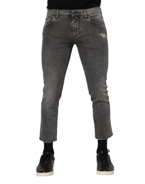 Dolce & Gabbana Skinny Cropped Denim Jeans — Gray