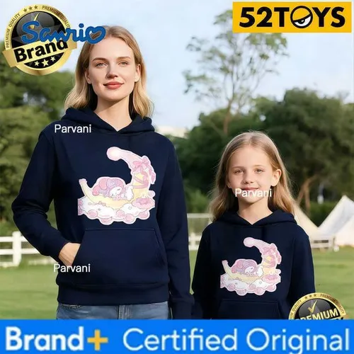 Sanrio 2026 Fall-Winter Dreamy My Melody Moon Family Hoodies 100 Cotton Loose Parent-Child Sweatshirts Single Piece Option Clothing H260302