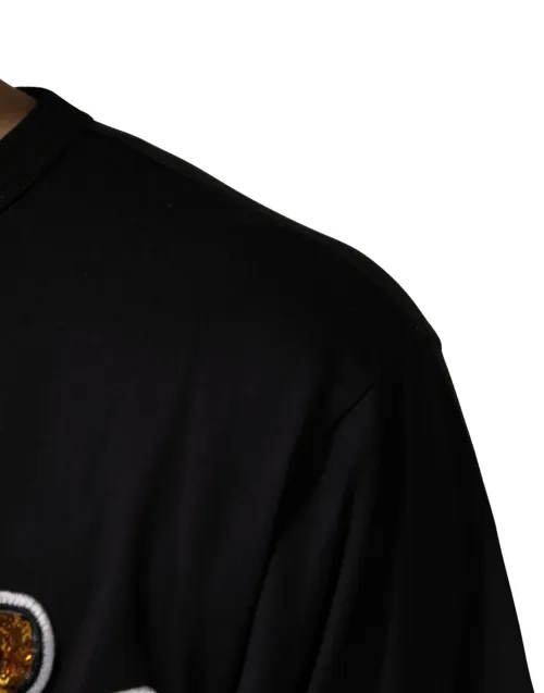 Dolce & Gabbana Angel Print Cotton Crew Neck T-Shirt — Black