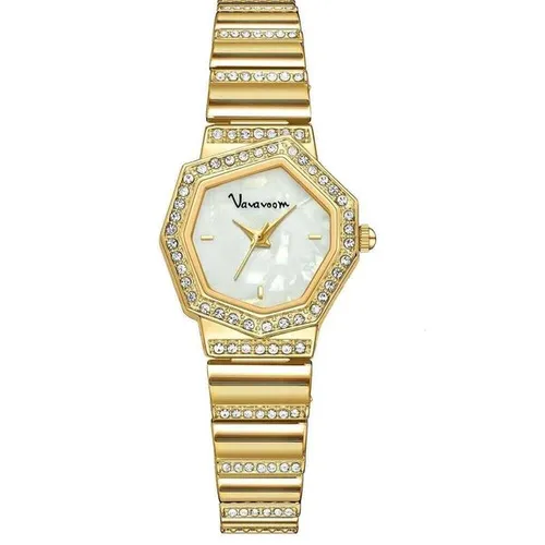 2025 New Women VA VOOM Brand Original Fashion Polygon Gorgeous Rhinestone Gold Calendar Quartz Wrist montre femme H260228