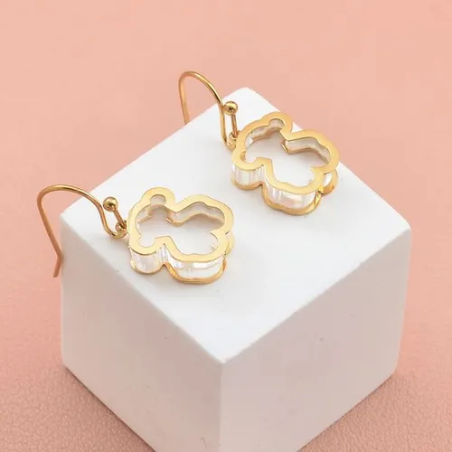 Fashion Women Lover Men Silver Gold Stainless Steel Bear Heart Span Cartoon Animal Water Letter Heart Moon Hoop Earrings Jewelry Gift