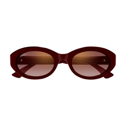 Cartier Eyewear CT0588S003 Oval Frame Sunglasses — Burgundy