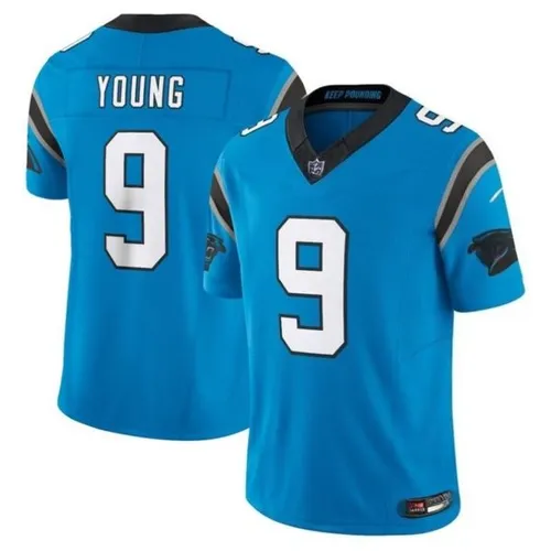 9 Bryce Young 4 Tetairoa McMillan 95 Derrick Brown Full Tackle Twill Embroidered Vapor F.U.S.E. Black Game Football Jersey - Full Size S-XXXL for Men Women Youth