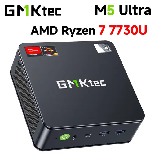 GMKtec M5 Ultra Nucbox Mini PC AMD Ryzen 7 7730U DDR4 3200MT/s Dual Fan Triple Display WiFi6E BT5.2 Desktop Computer Win11 Pro