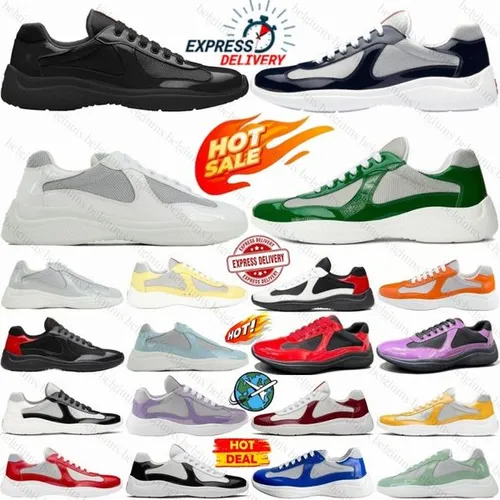 Americas Designer Casual Shoes Women Mens Cup Patent Leather Black White Green Silver Royal Blue Red Flat Shoes Orange Luxury Trainers Yellow Navy Pin s9jq#