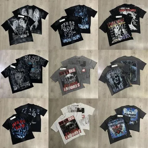 Men's T Shirts Streetwear Brand FIRST ROW T-shirt Vintage Casual Do Old Diamond Print Short Sleeve Tops T-shirts Men Women