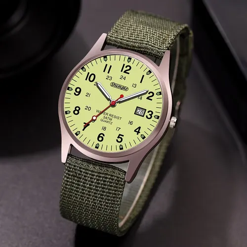Fashion Mens Watches Luminous Hands Clock Luxury Military Sports Calendar Quartz Wristwatch Men Casual Nylon Watch Reloj Hombre