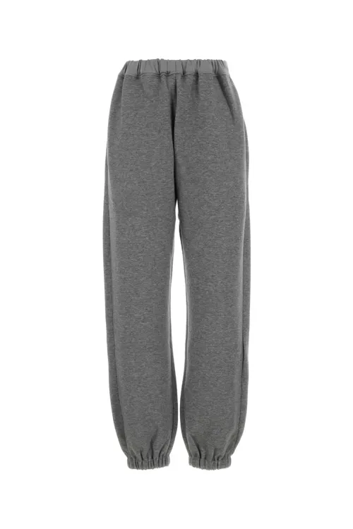 Carven Ribbed-Cuff Cotton-Blend Joggers — Gray