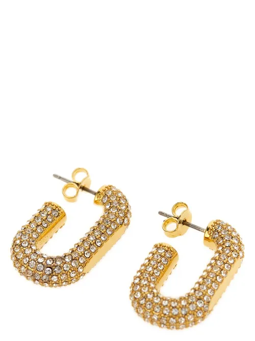 Paco Rabanne Crystal-Pavé U-Shaped Earrings — Gold