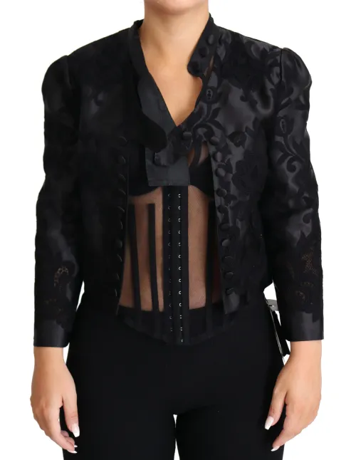 Dolce & Gabbana Embroidered Silk Organza Jacket — Black
