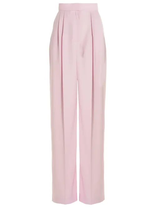 Alexander McQueen Pleated Wool Trousers — Pink