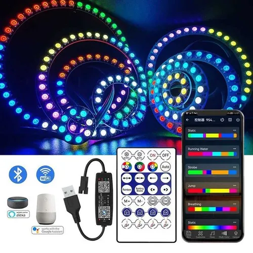 WS2812B Led Ring 5050 BuiIt-in Individually Addressable 8/16/24/35/45 Pixels RGB With USB 28Keys Bluetooth Music Controller Kit W251107