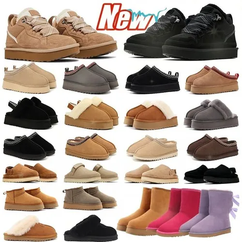 Women Designer Tasmans Slippers Black Brown Pink Tazz Slides Winter Booties Classic Snow Boots Slip Resistant Warm Winter Shoes With Box Size 35-44