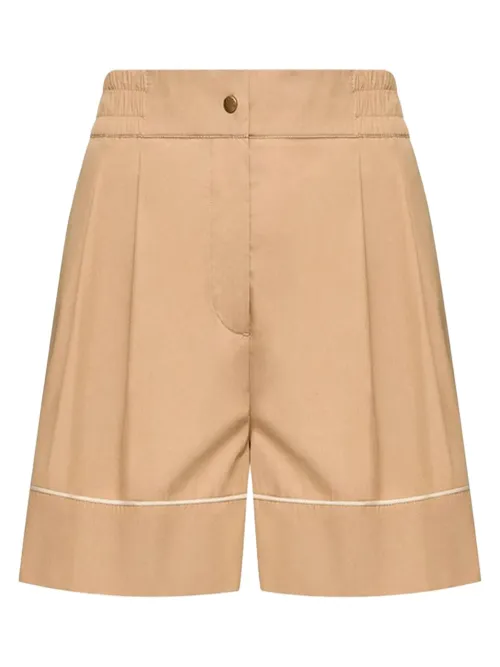 Moncler Tailored Cotton-Nylon Shorts — Beige