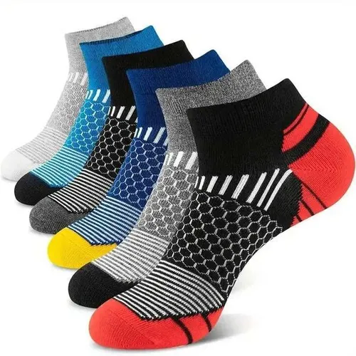 5 Pairs Mens Short Sports Socks Moisture-Wicking Breathable All-Season Athletic Socks Color Matching Barrel Thin Style SockT251209