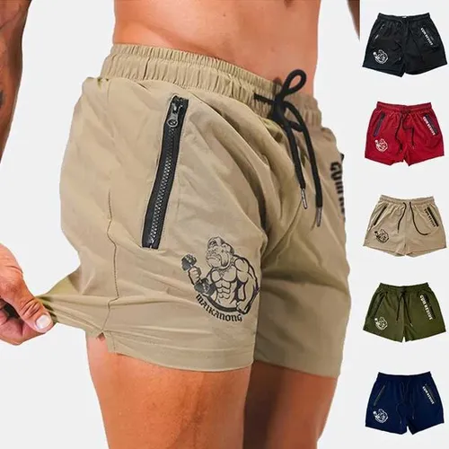 Mens Printed Shorts Summer Quick Dry Side Double Zipper Pockets Design Running Basketball Training Gym Shorts W250724