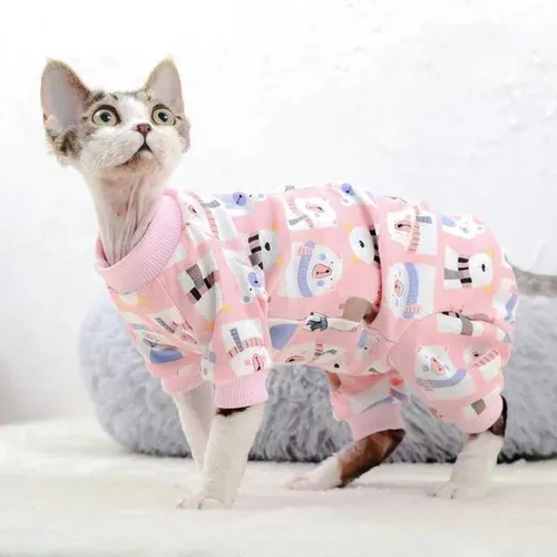 Sphynx Cat Clothes Cute Cotton Kitten Cat Jumpsuit Warm Cats Overalls Hoodies Costumes for Sphinx Devon Cat Ropa Para GatoM251120