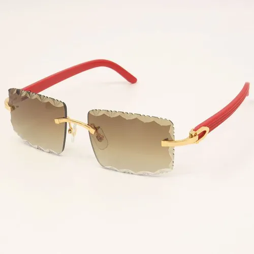 2026 New Diamond cut lens Rimless Sunglasses Red Plank Sun glasses CT00640 luxury Large Square Rimless Sunglasses Male Female Wrap Frame 3.0 Lens Size:58-18-140MM