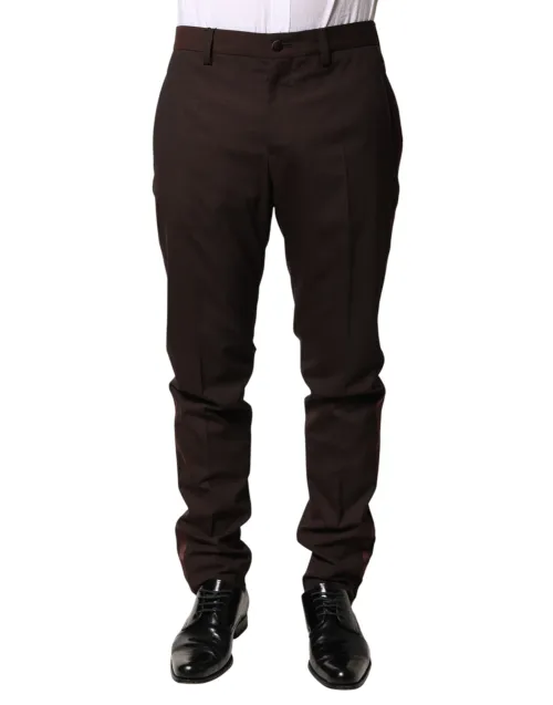 Dolce & Gabbana Formal Wool-Blend Trousers — Brown