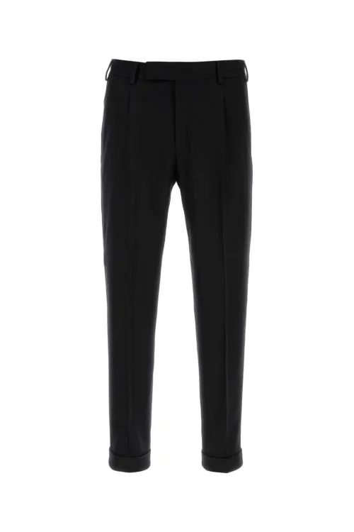 Pt Torino Virgin Wool Blend Trousers — Black