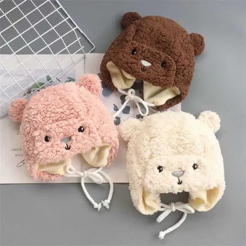 Cute Baby Plush Hat Autumn Winter Warm Cap Infant Boys Girls Bonnet Cartoon Solid Kids Warm Earflap Hat Toddler Accessories251028