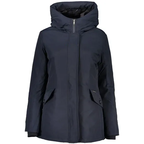 Woolrich Cotton-Polyamide Hooded Down Jacket — Navy