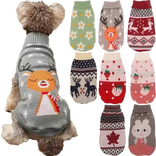 Pet Clothes for Small Medium Dogs Christmas Knitte Dog Sweater Winter Warm Cat Sweater Corgi Teddy Coat Pet New Year SuppliesM251111