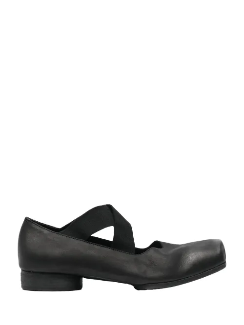 Uma Wang Crossover Strap Square Toe Ballet Flat — Black