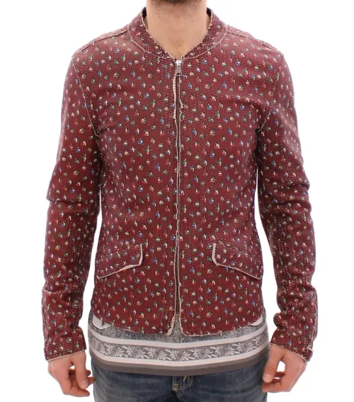 Dolce & Gabbana Boxer Print Lambskin Leather Jacket — Bordeaux