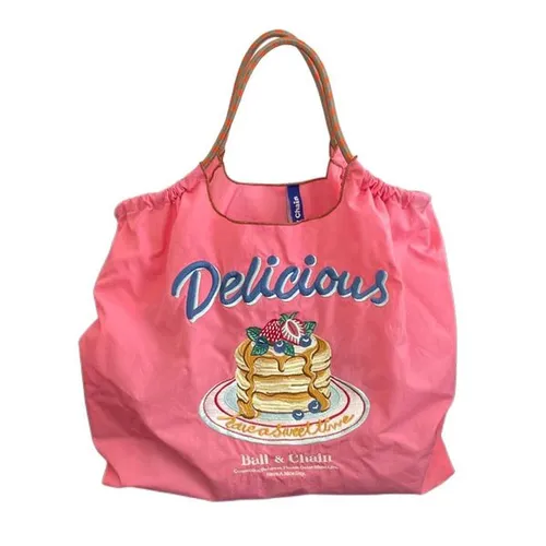 D90 Chic Ecological Canvas Carryall: Handcrafted Flower Motif Nylon Shopper's Satchel
