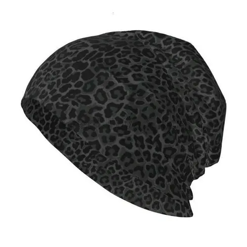 Black Leopard Print Beanie Hat Warm Bonnet Cap Adults Knitted Hats Headwear Vintage Street Skullies Beanies for Women MenXJ251030