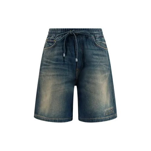 Amiri Drawstring Denim Bermuda Shorts — Blue