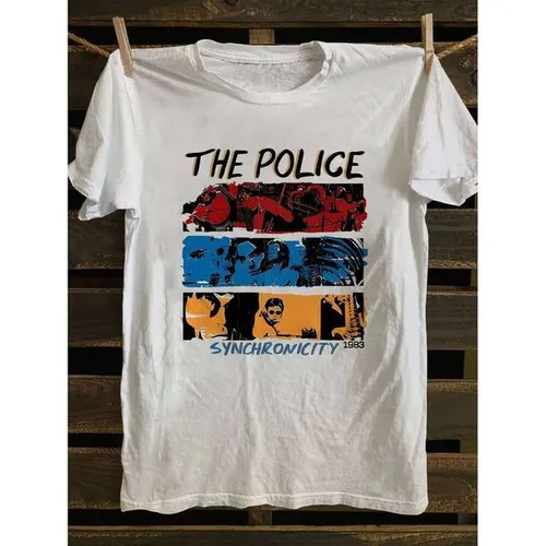 Men Women's THE POLICE Retro Graphic Print T-Shirt Short Sleeve Crew Neck Casual Top Vibrant Color Block Design Machine Summer C260228