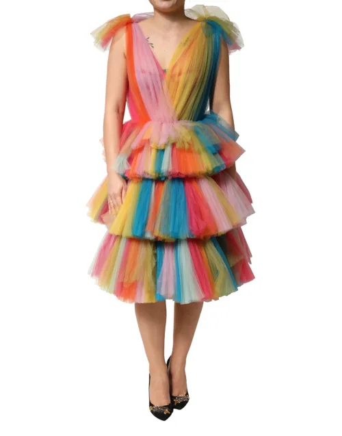 Dolce & Gabbana Tiered Tulle Dress — Multicolor